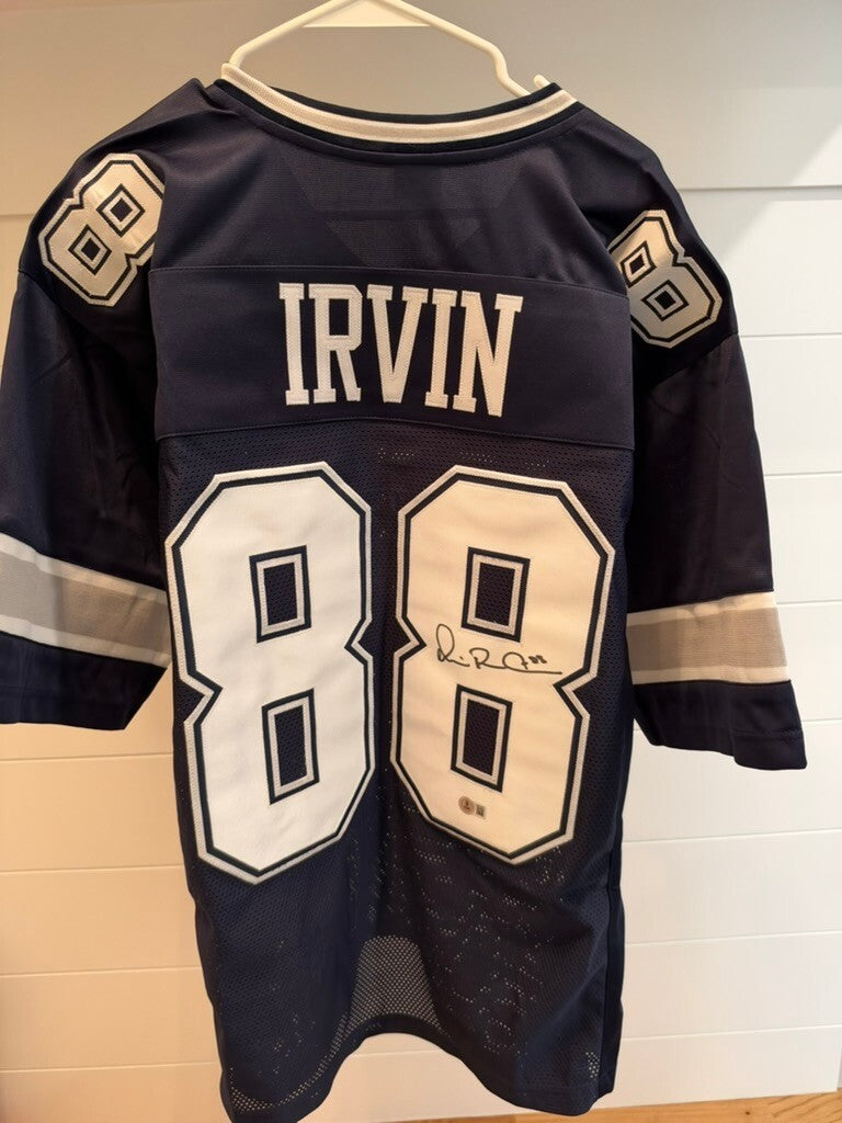 Michael Irvin Signed Cowboys Custom Navy #88 Jersey XL Beckett Witnessed