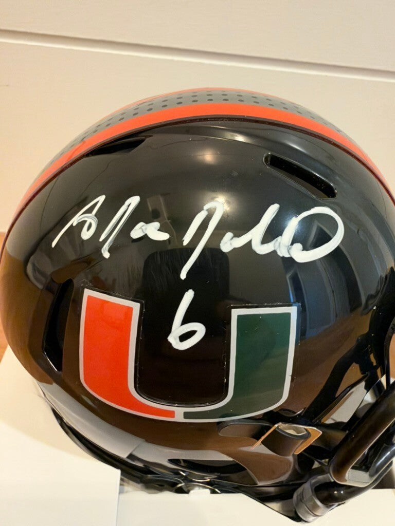 Antrel Rolle Signed Miami Hurricanes Black Speed Mini Helmet Leaf COA Visor
