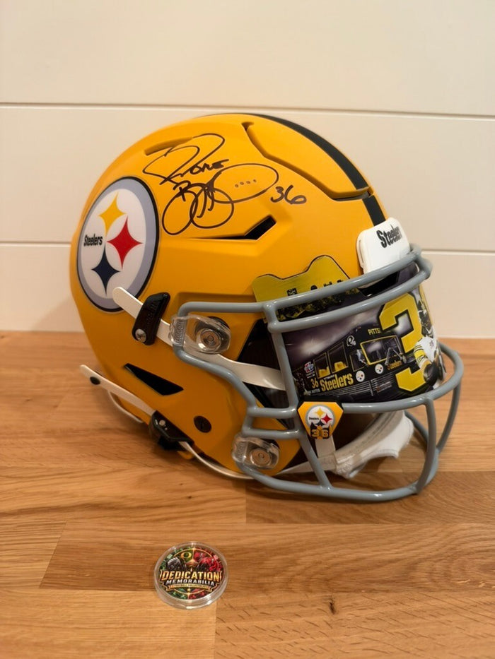 Jerome Bettis Signed Steelers Yellow Full Size SpeedFlex Helmet Beckett Visor