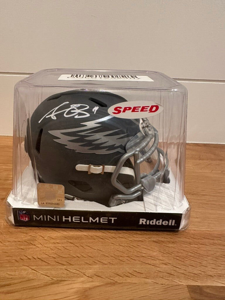 A.J. Brown Signed Eagles Slate Speed Mini Helmet Beckett Witnessed BAS #11