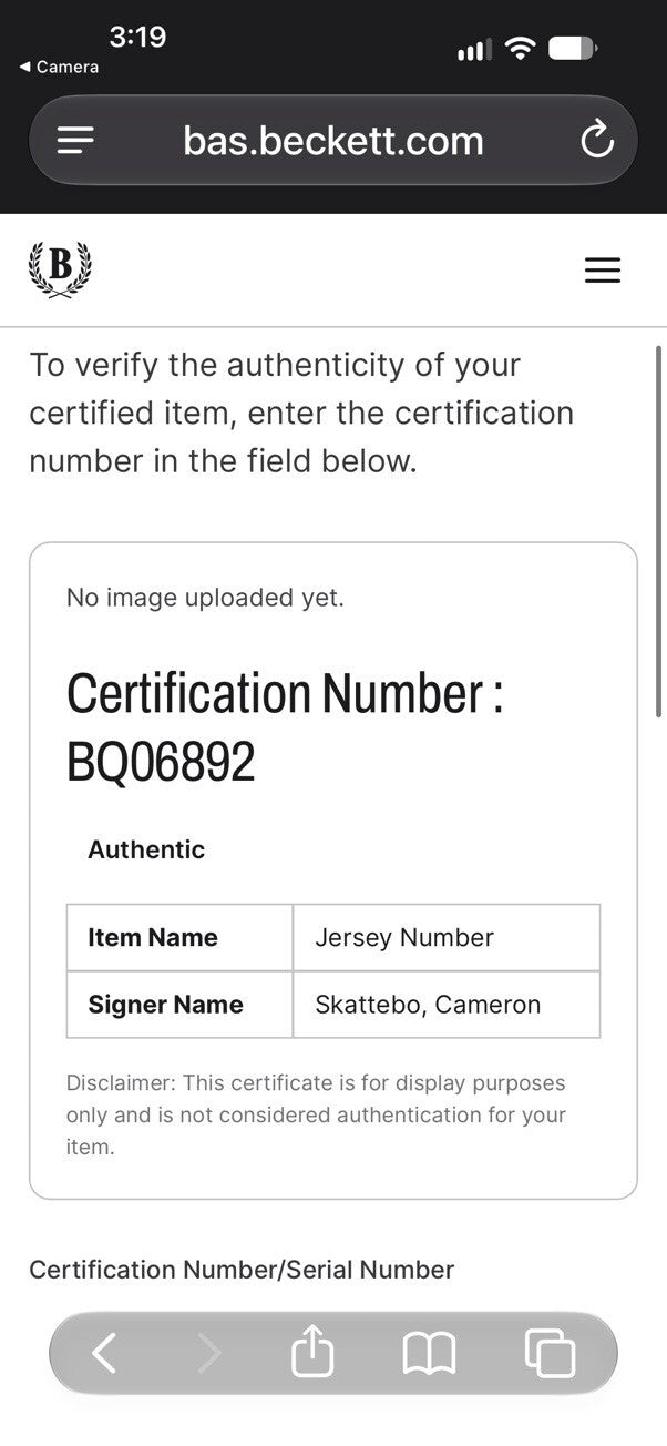 Cam Skattebo Signed New York Giants Jersey Number 44 Beckett Certified