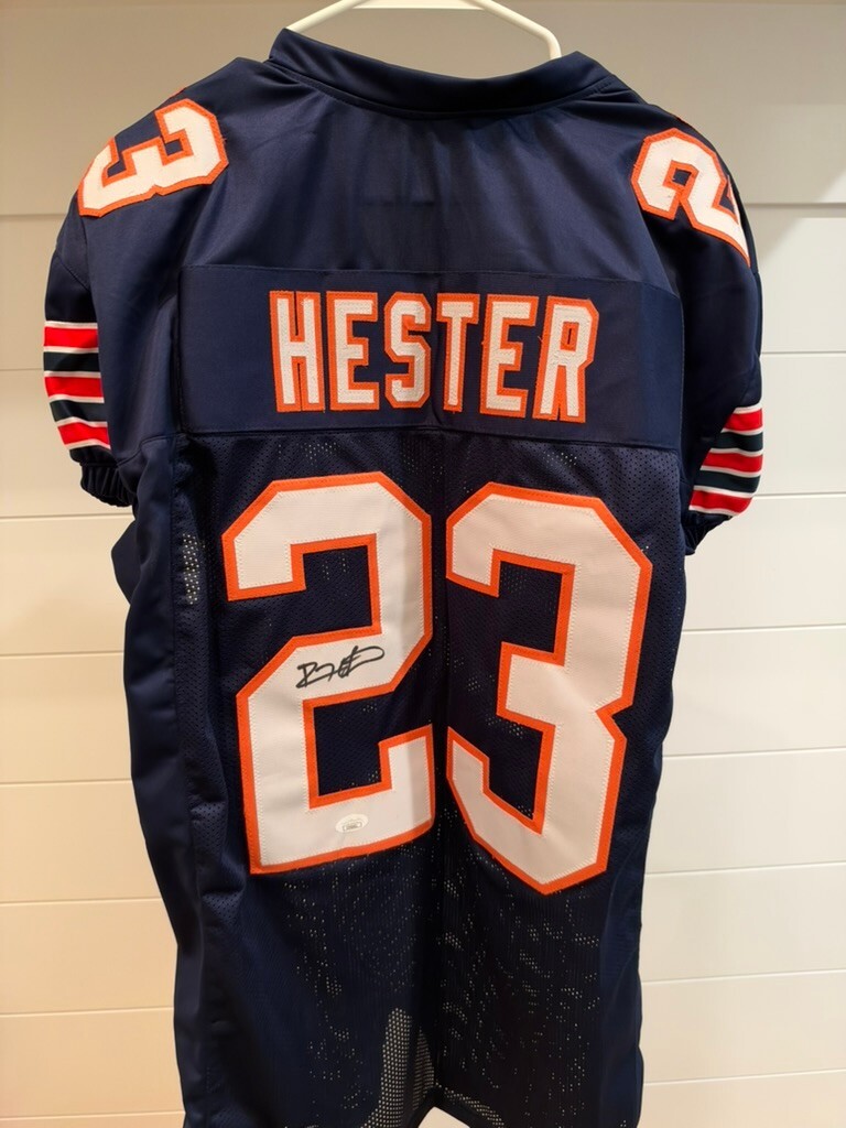 Devin Hester Signed Chicago Bears #23 Navy Custom Football Jersey JSA