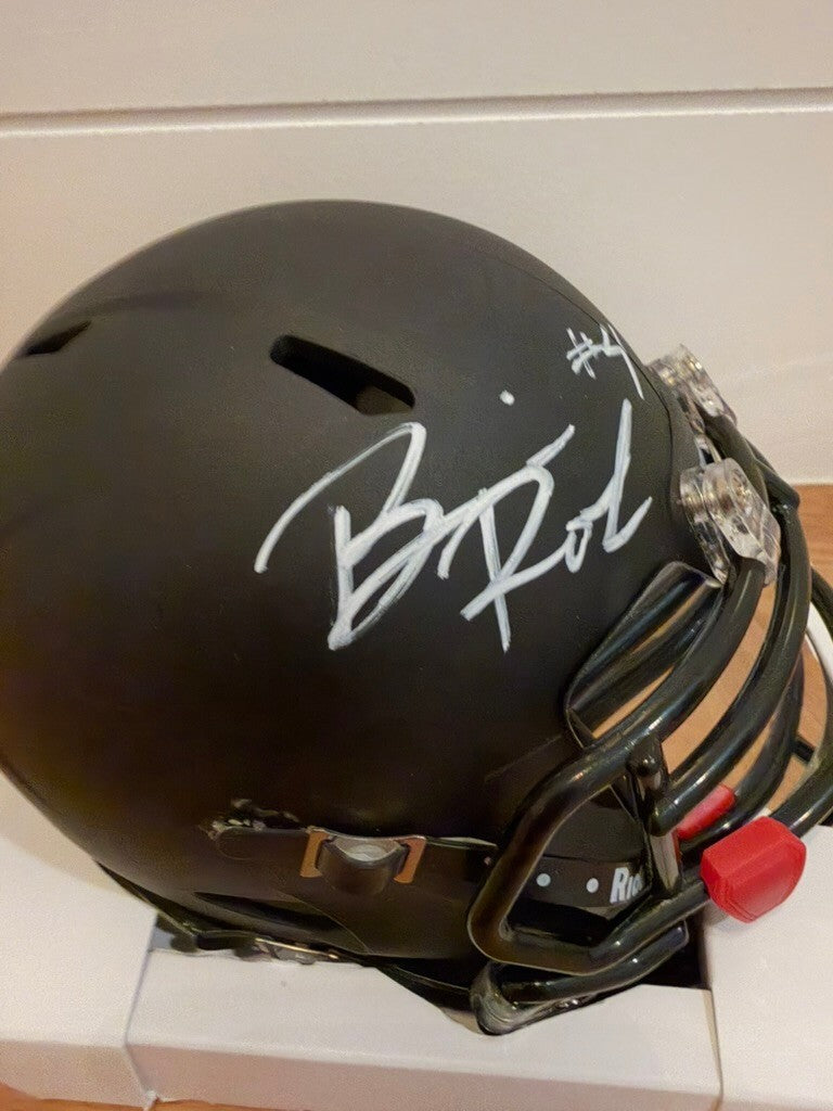 Brian Robinson Jr Signed Matte Black Riddell Speed Mini Helmet Visor JSA COA