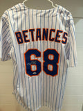 Dellin Betances Signed Mets White Pinstripe #68 Jersey Leaf Witnessed Auto
