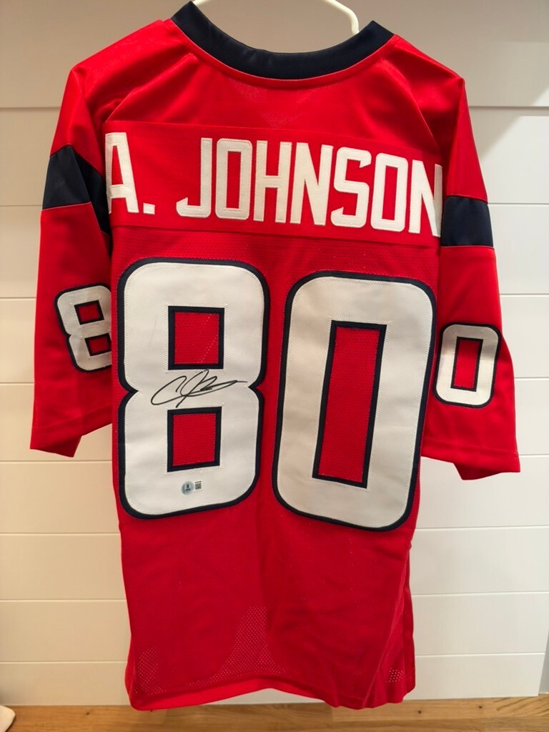 Andre Johnson Signed Houston Texans Custom Jersey XL Red Beckett BAS #80