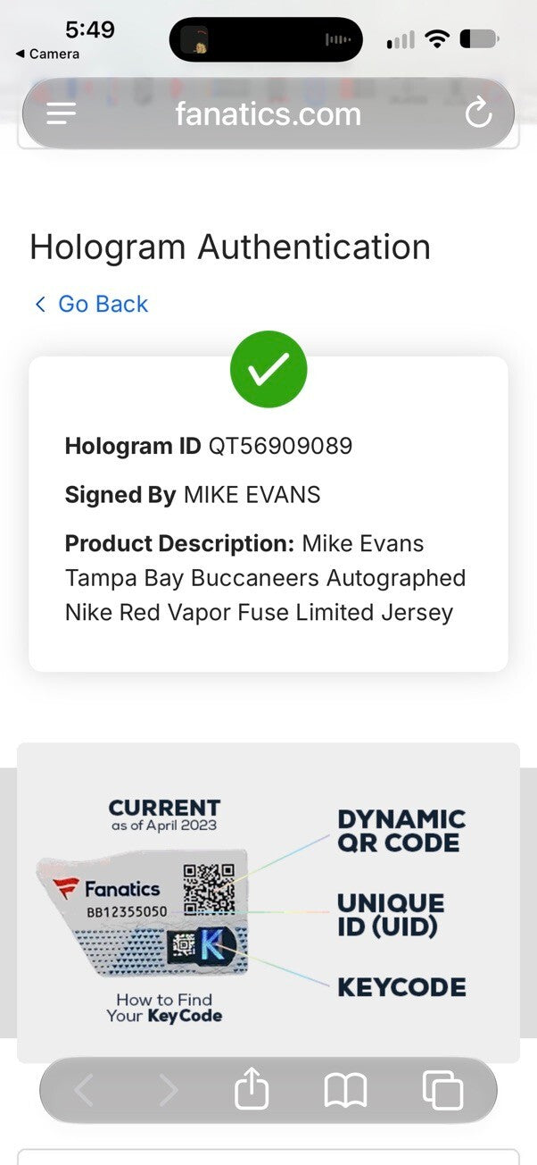 Mike Evans Signed Buccaneers Nike Vapor FUSE Limited Red Jersey XXL Fanatics