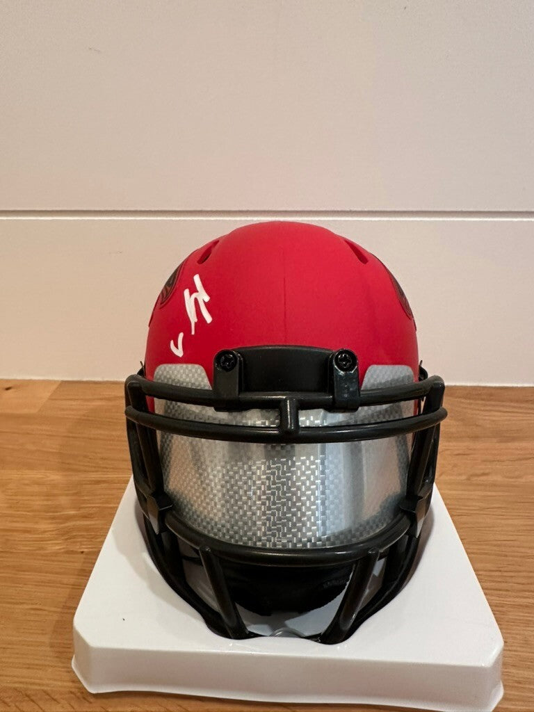 Bijan Robinson Signed Falcons Rave Mini Helmet Beckett Custom Silver Visor
