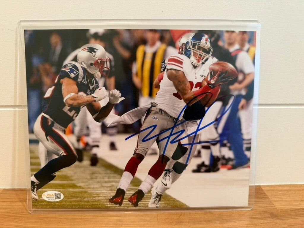 Mario Manningham Signed 8x10 Photo NY Giants Super Bowl XLVI Catch JSA