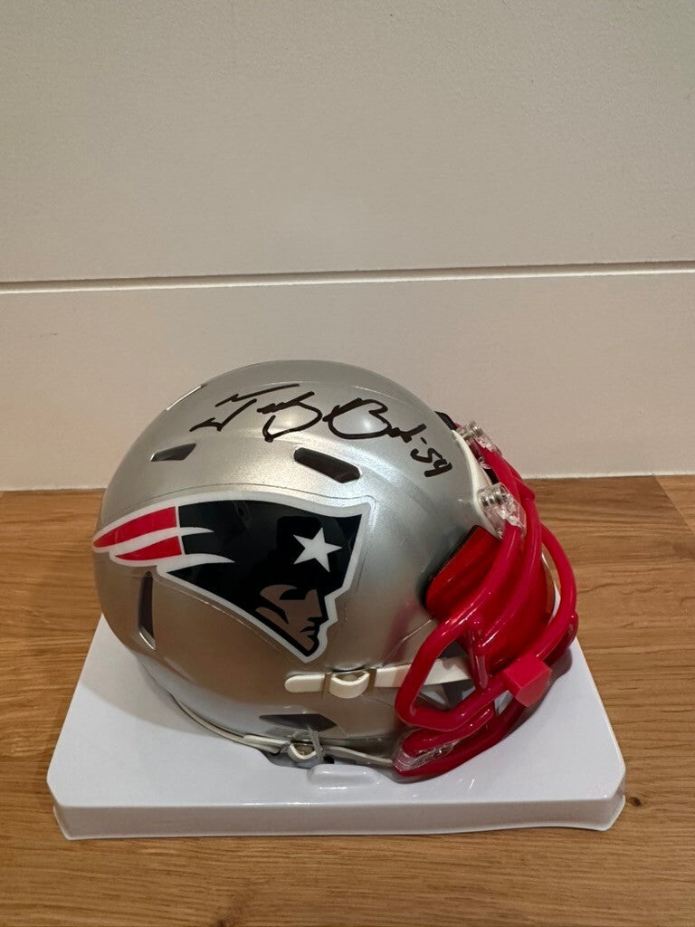 Tedy Bruschi Signed Patriots Speed Mini Helmet #54 Beckett Witnessed