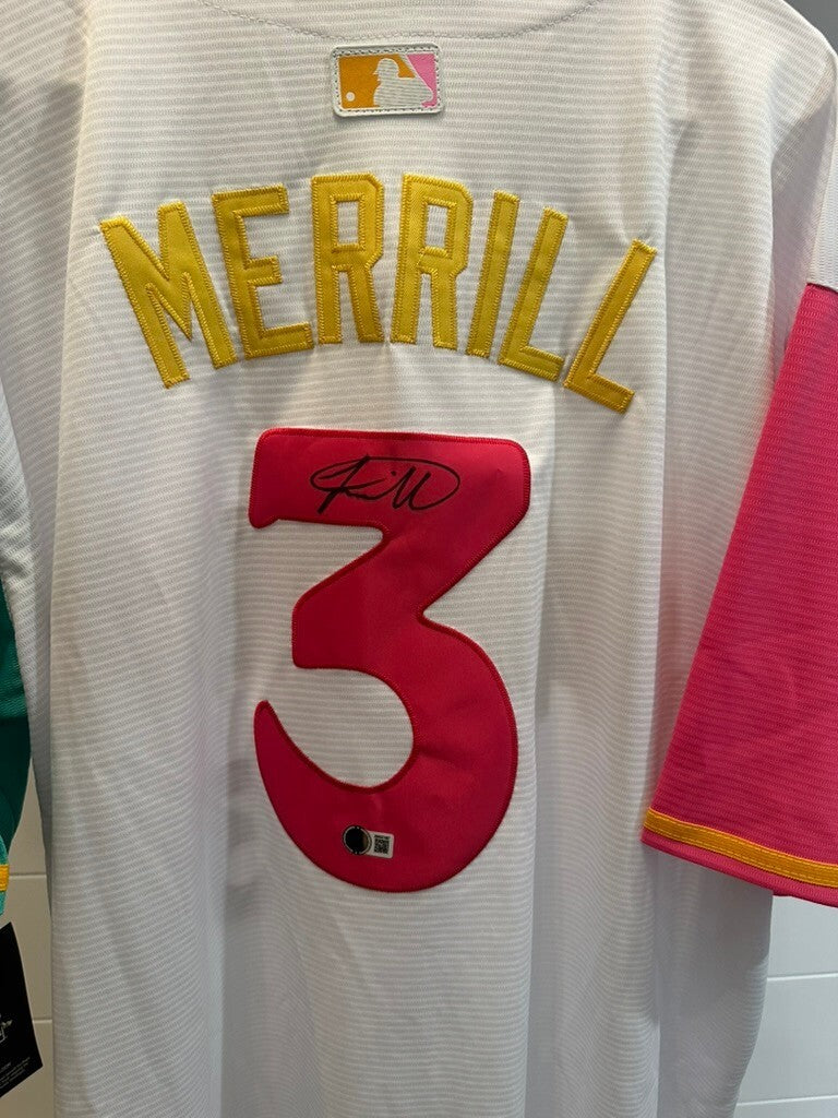 Jackson Merrill Signed Padres Nike City Connect Jersey XL BAS Witnessed