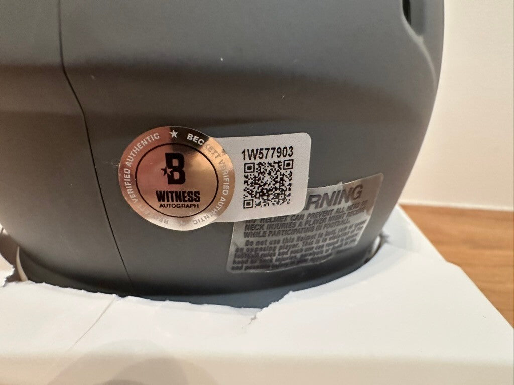 A.J. Brown Signed Eagles Slate Speed Mini Helmet Beckett Witnessed BAS #11
