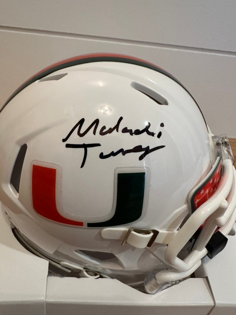Malachi Toney Signed Miami Hurricanes Riddell Speed Mini Helmet JSA Witnessed