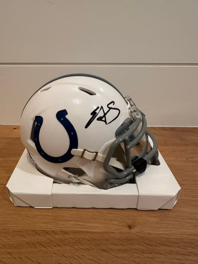 Edgerrin James Signed Colts Speed Mini Helmet Beckett Witnessed BAS Riddell