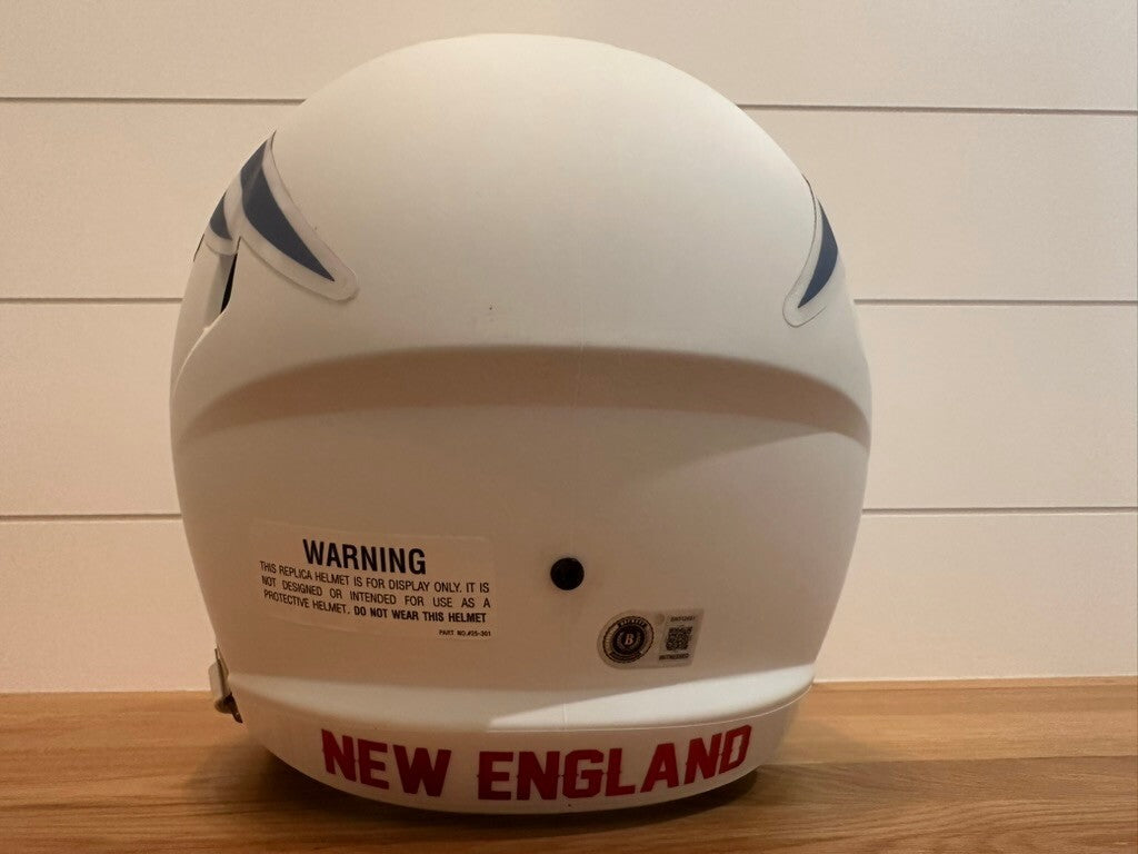 Christian Gonzalez Signed Patriots Lunar Full Size Speed Replica Helmet Beckett