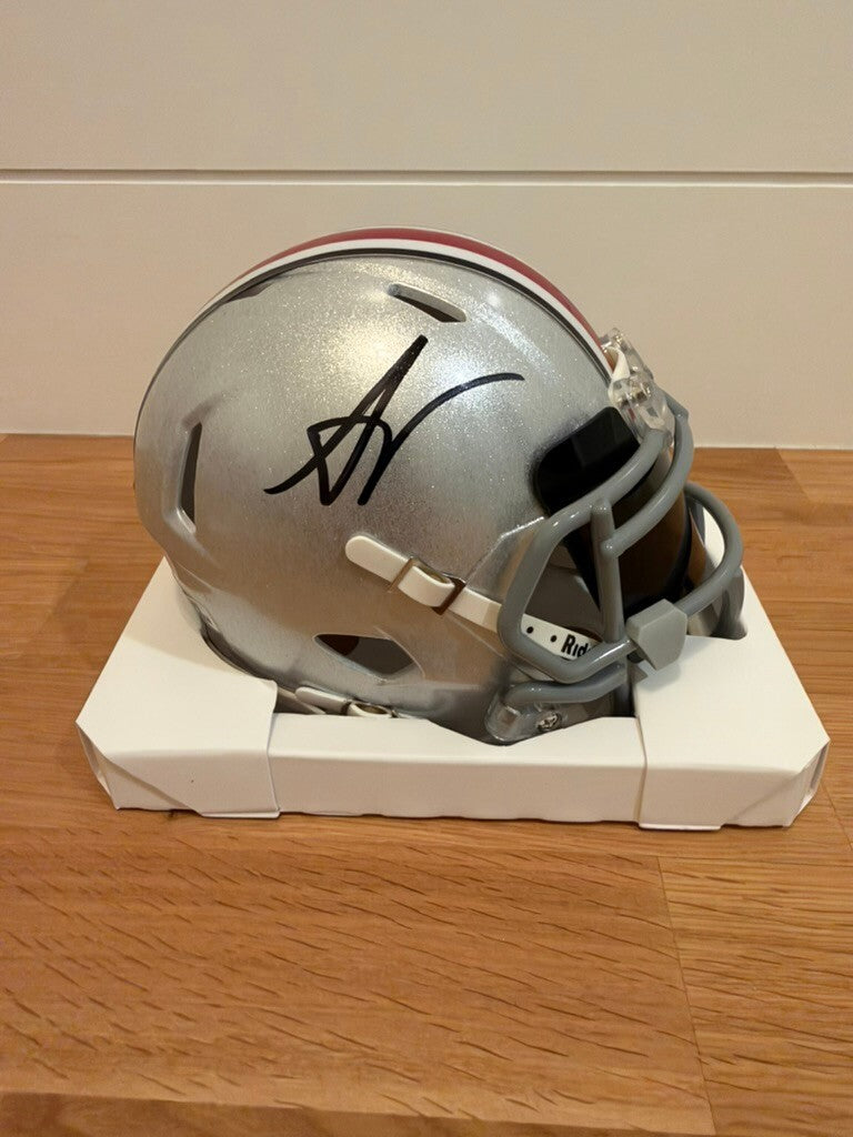 Arvell Reese Signed Ohio State Buckeyes Mini Helmet Black Visor JSA COA