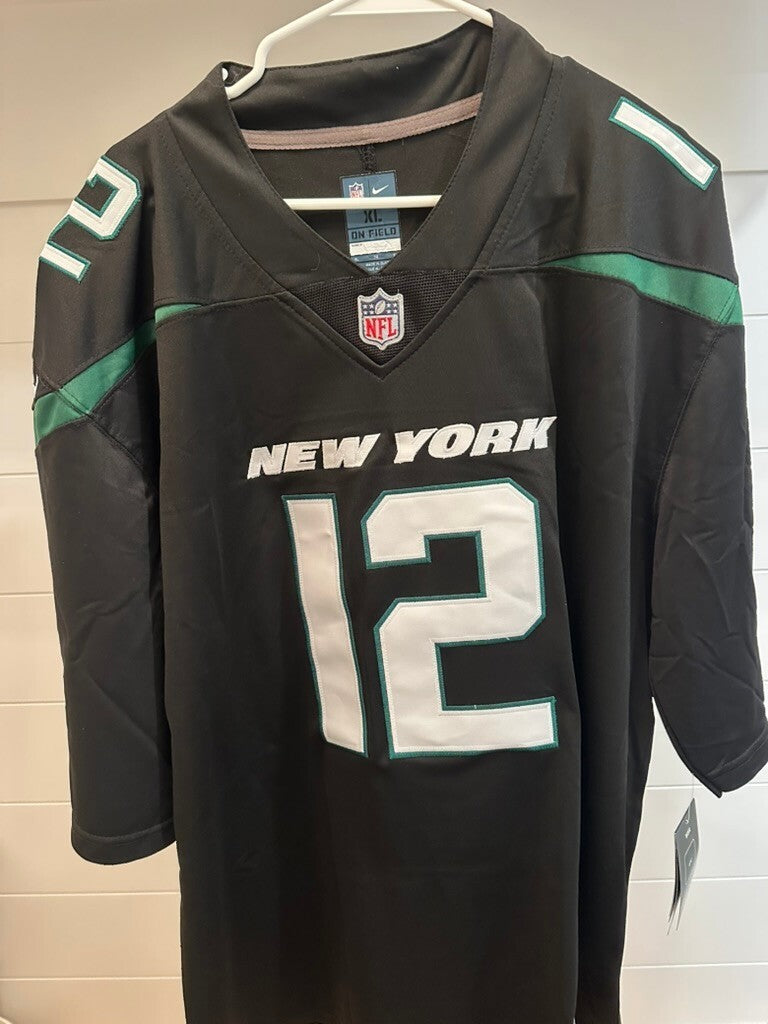 Joe Namath Signed Jets Nike Replica Black #12 Jersey XL – Beckett COA