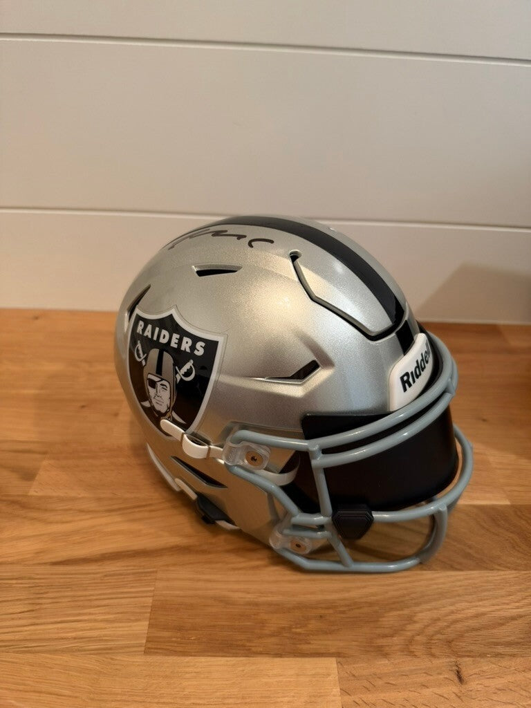 Maxx Crosby Signed Raiders Riddell SpeedFlex MIDI Helmet Fanatics Visor & Box