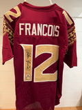 Deondre Francois Signed FSU Florida State #12 Garnet Custom Jersey JSA COA