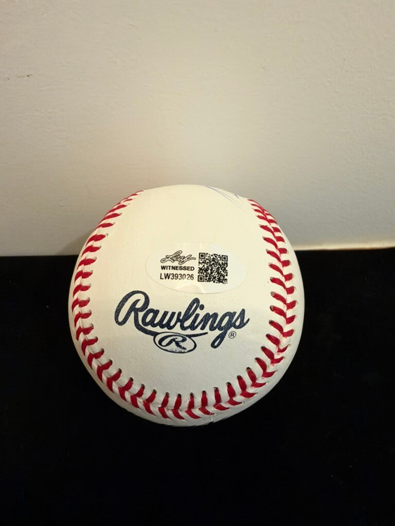 Dellin Betances Signed Rawlings Baseball Yankees Leaf Witnessed Autograph