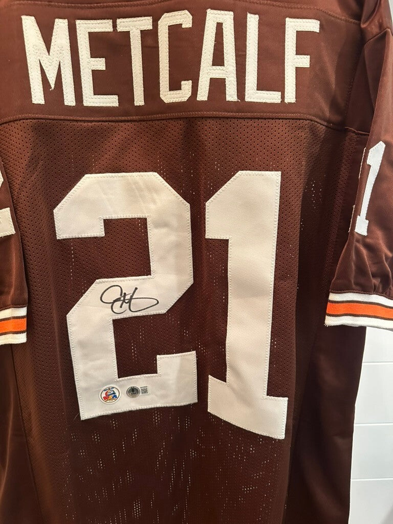 Eric Metcalf Signed Cleveland Browns #21 Brown Custom Jersey Beckett BAS