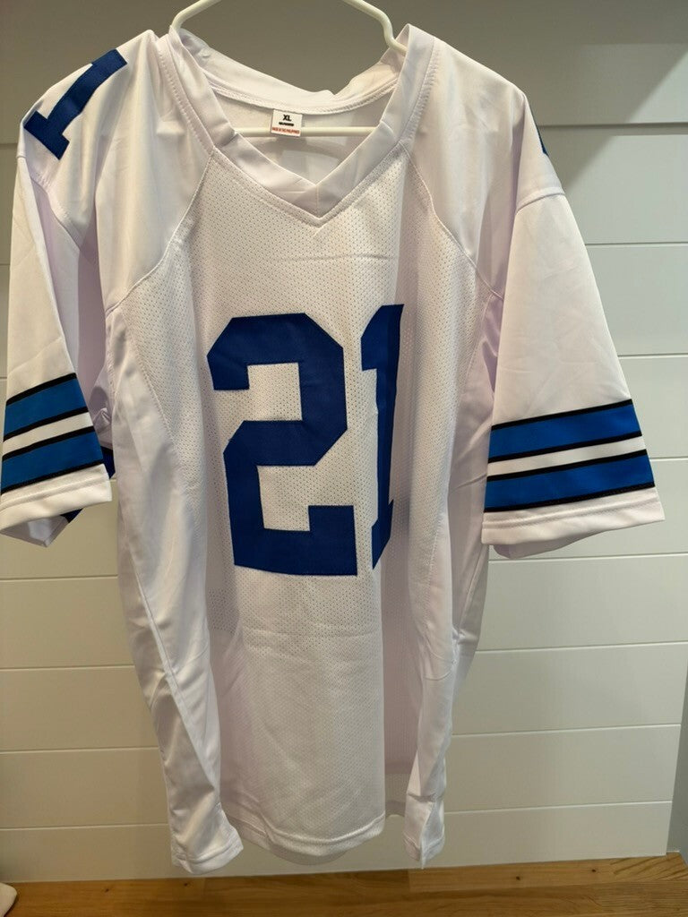 Deion Sanders Signed Dallas Cowboys Custom Jersey XL White Beckett Witness
