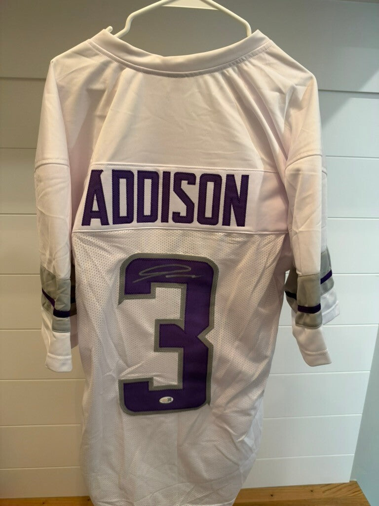 Jordan Addison Signed Minnesota Vikings #3 Custom Jersey XL White JSA Witnessed