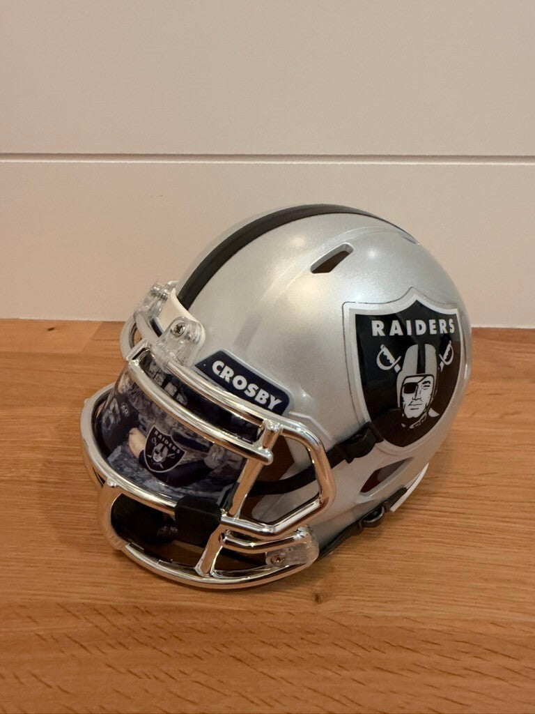 Maxx Crosby Signed Raiders Mini Helmet Custom Visor Fanatics Auth + Case