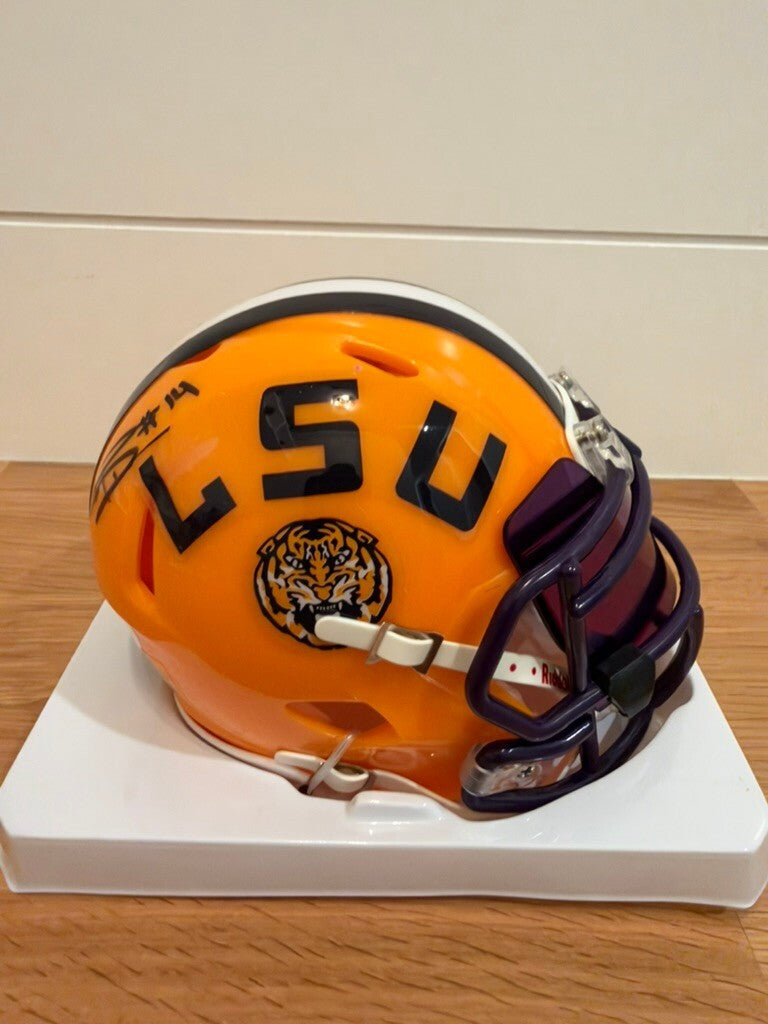 Trey'Dez Green Signed LSU Tigers Speed Mini Helmet Purple Visor JSA COA