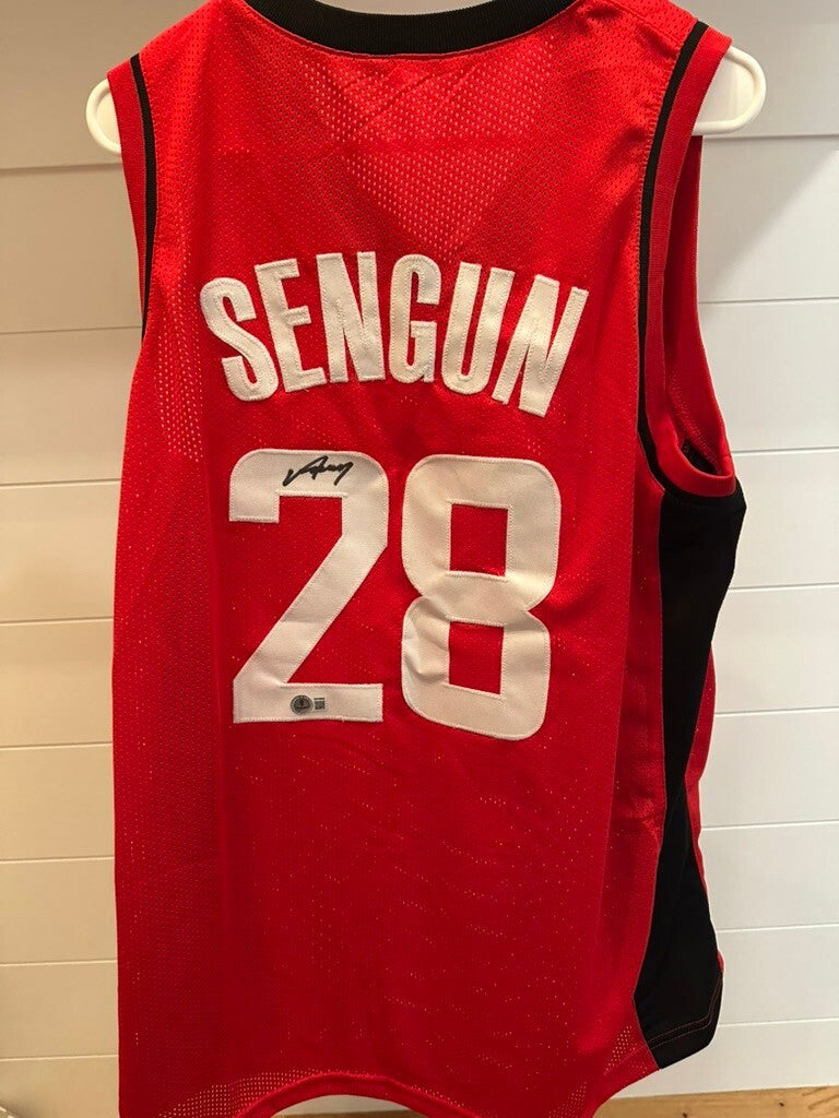 Autographed Alperen Sengun Houston Rockets #28 Basketball Jersey with Beckett CO