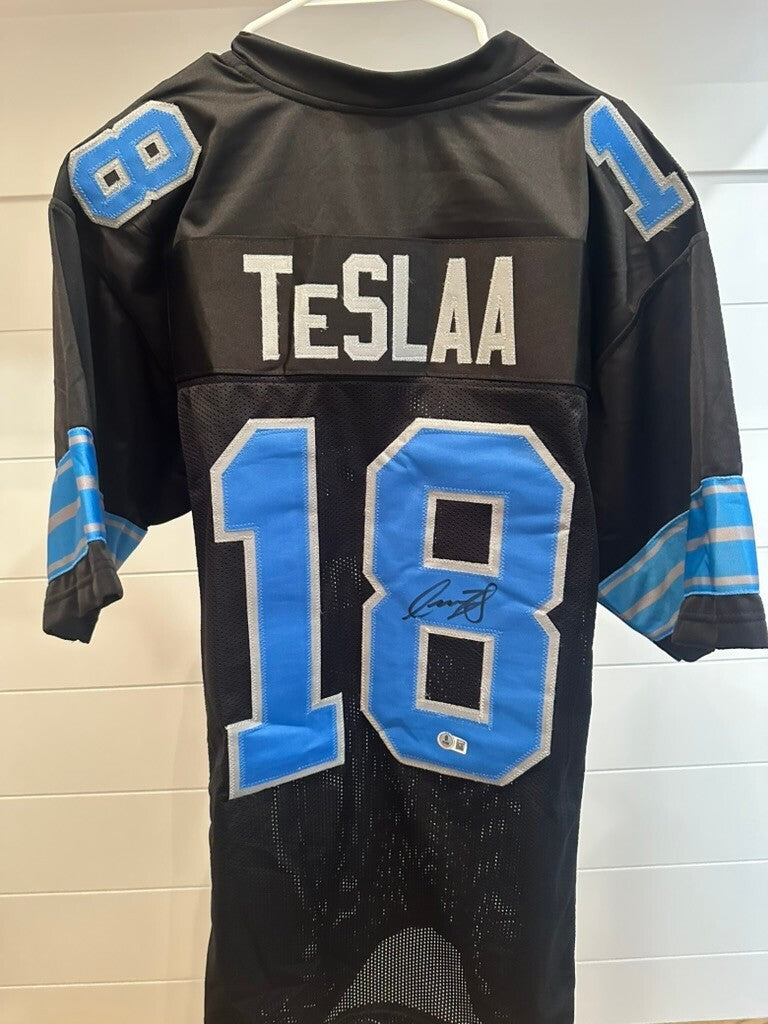 Isaac TeSlaa Signed Detroit Lions Black Custom Jersey #18 Beckett