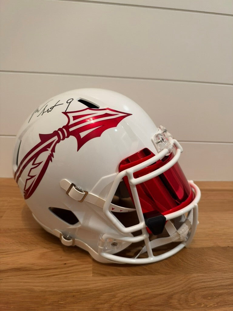 Josh Sweat Signed FSU Full Size Speed Replica Helmet Beckett BAS Red Visor