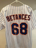 Dellin Betances Signed Mets White Pinstripe #68 Jersey Leaf Witnessed Auto