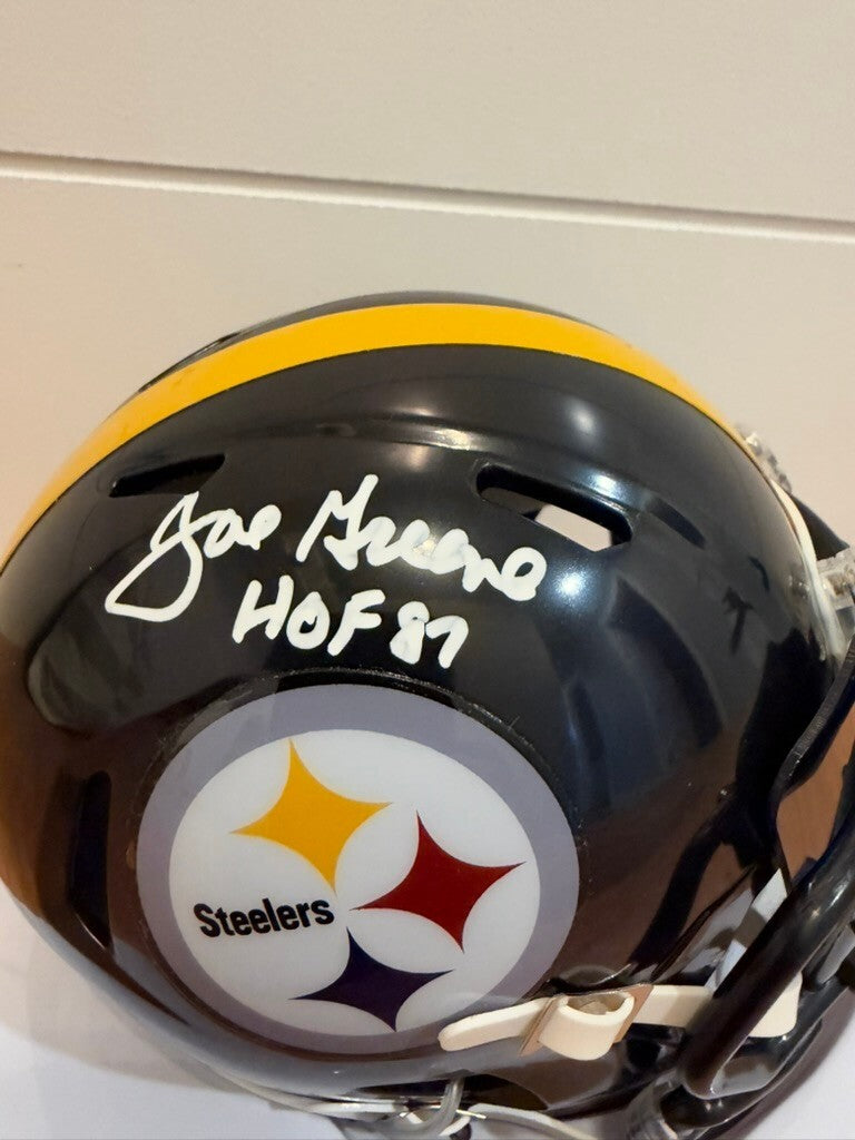 Joe Greene Signed Steelers Riddell Speed Mini Helmet HOF 87 Beckett BAS