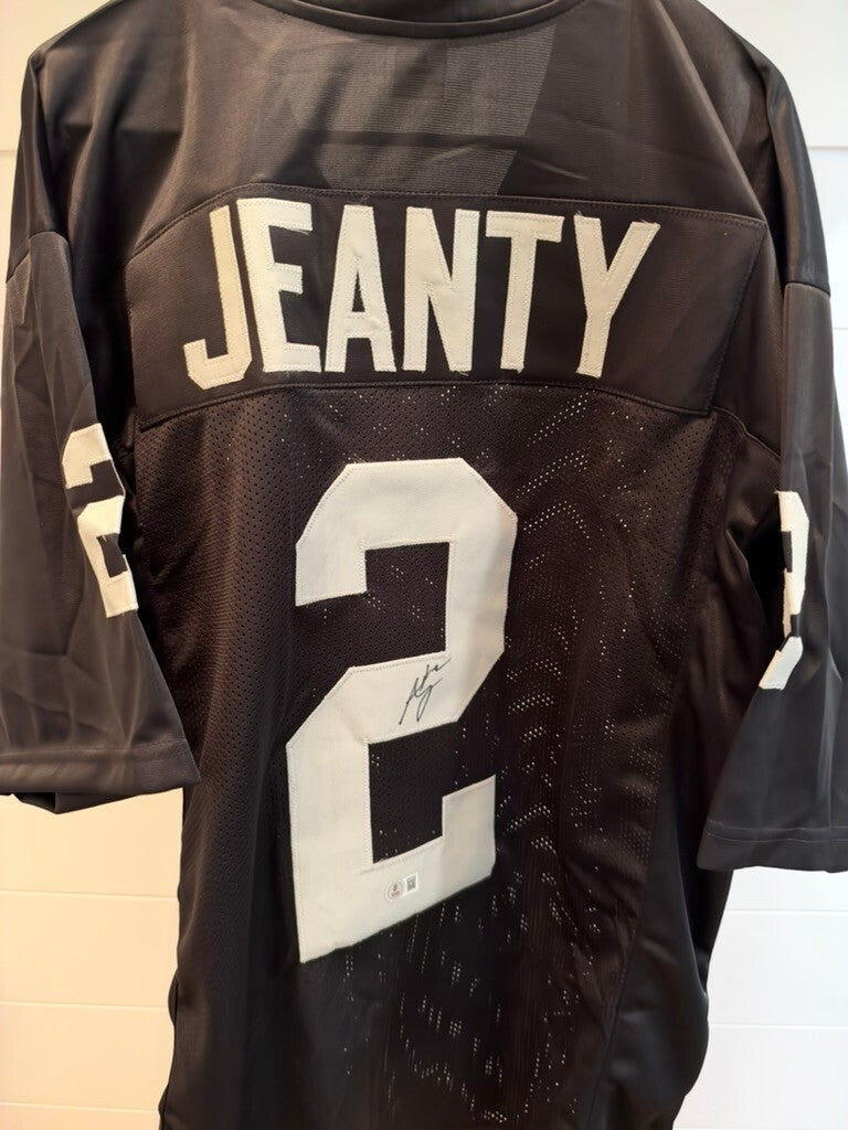 Ashton Jeanty Signed Las Vegas Raiders #2 Black Custom Jersey XL Beckett BAS