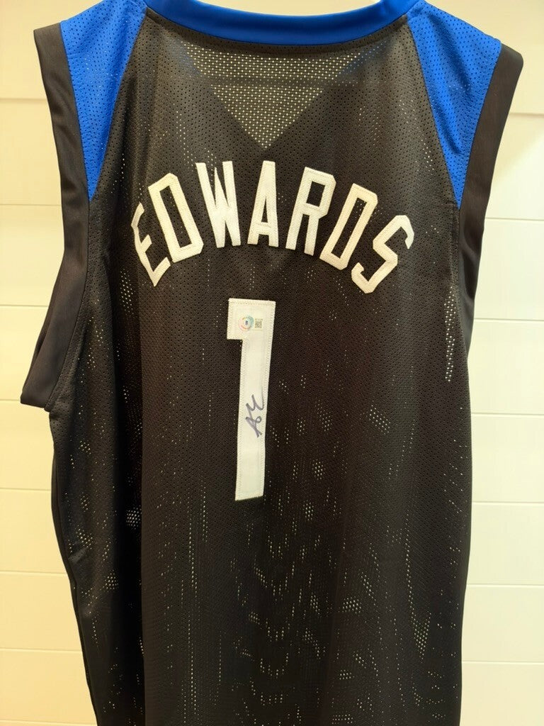 Anthony Edwards Signed Minnesota Timberwolves #1 Custom Jersey Beckett BAS