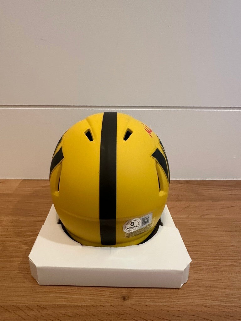 Mike Sainristil Signed Washington Commanders Rave Yellow Speed Mini Helmet BAS