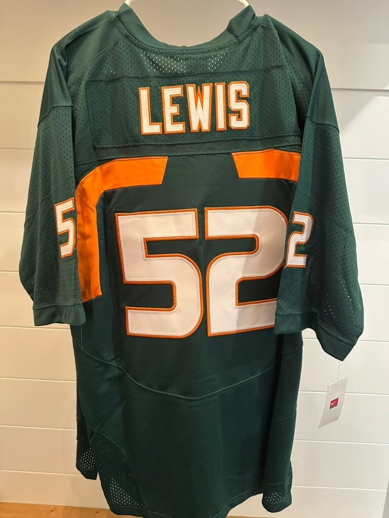 Ray Lewis Miami Hurricanes #52 Green Orange Stitched Football Jersey Men's L