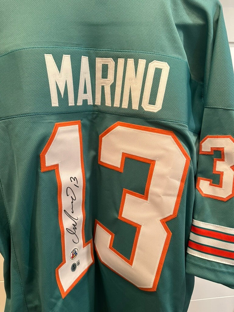 Dan Marino Signed Miami Dolphins #13 Teal Jersey Beckett BAS Witnessed