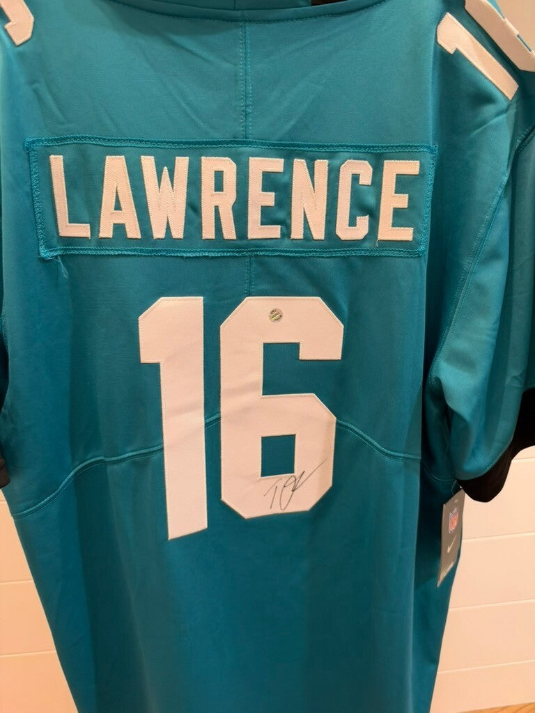 Trevor Lawrence Signed Jaguars #16 Teal Nike Replica Jersey Large Wilder COA