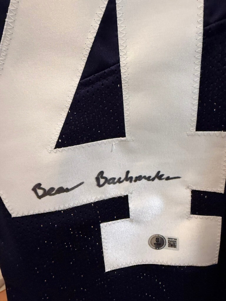 Bear Bachmeier Signed BYU Cougars Navy #47 Custom Football Jersey Beckett BAS