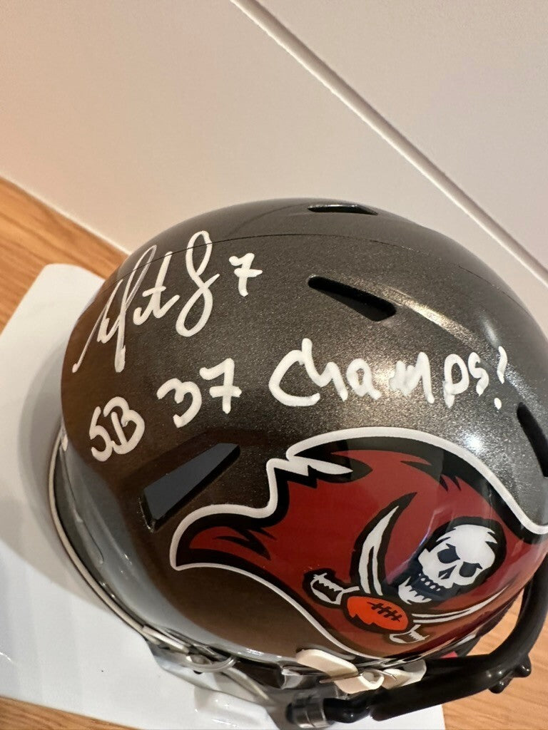 Martin Gramatica Signed Buccaneers Mini Helmet SB 37 Champs JSA Custom Visor