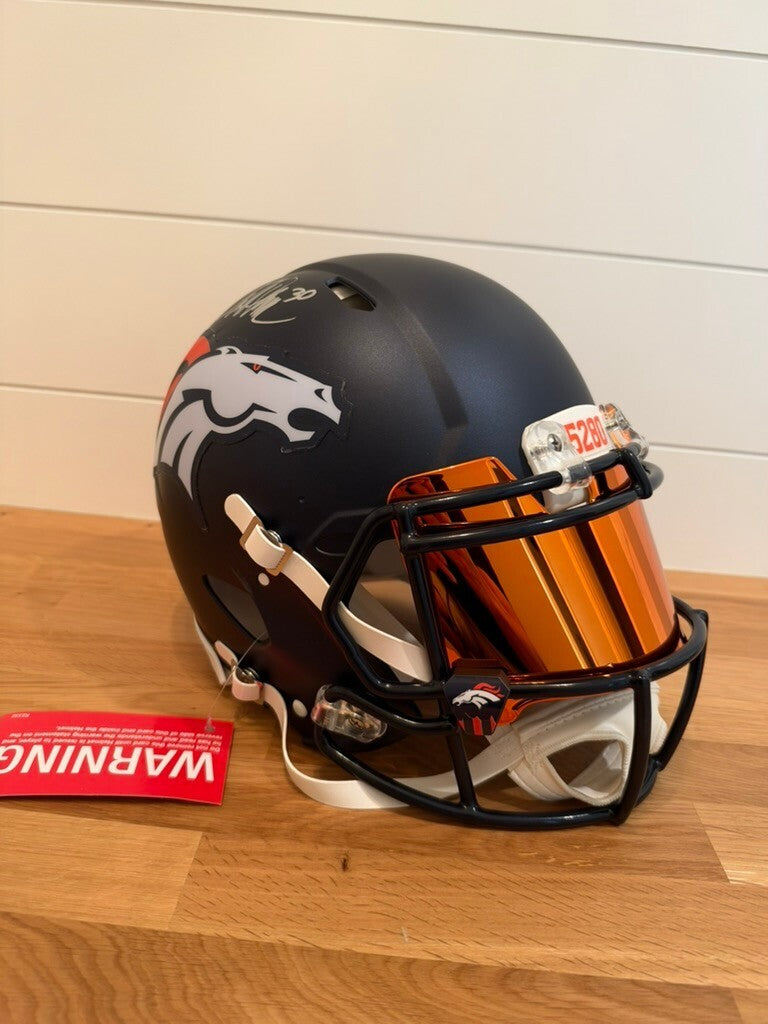 Terrell Davis Signed Denver Broncos Riddell Speed Authentic Helmet