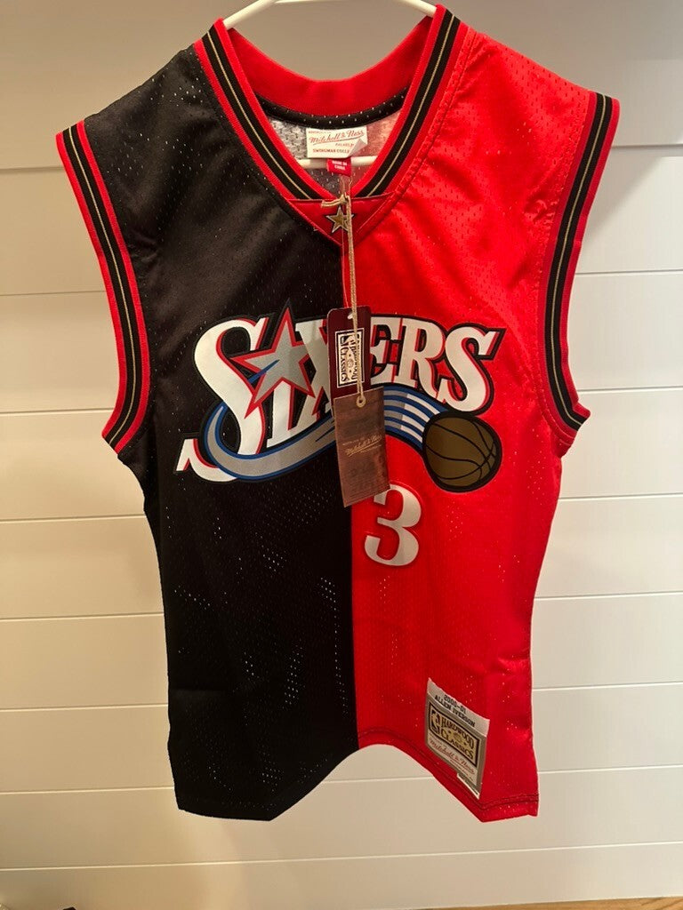 Allen Iverson Signed 76ers Mitchell & Ness Split Swingman Jersey Small JSA