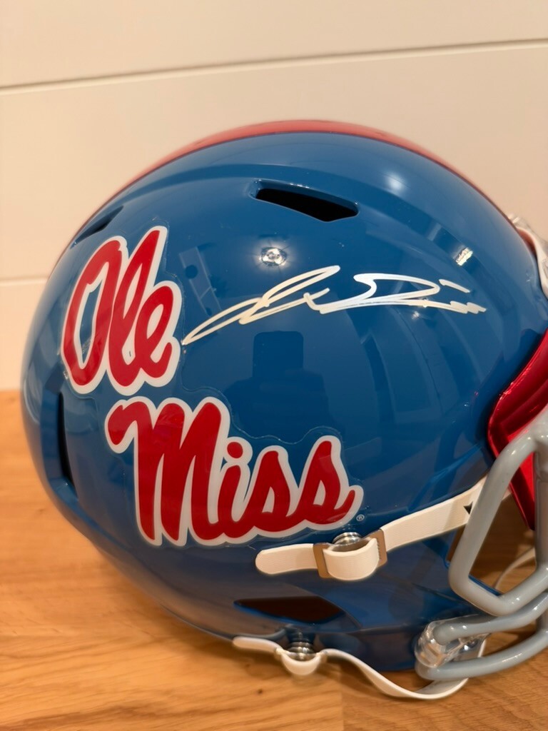 Jaxson Dart Signed Ole Miss Full Size Speed Replica Helmet Fanatics Red Visor