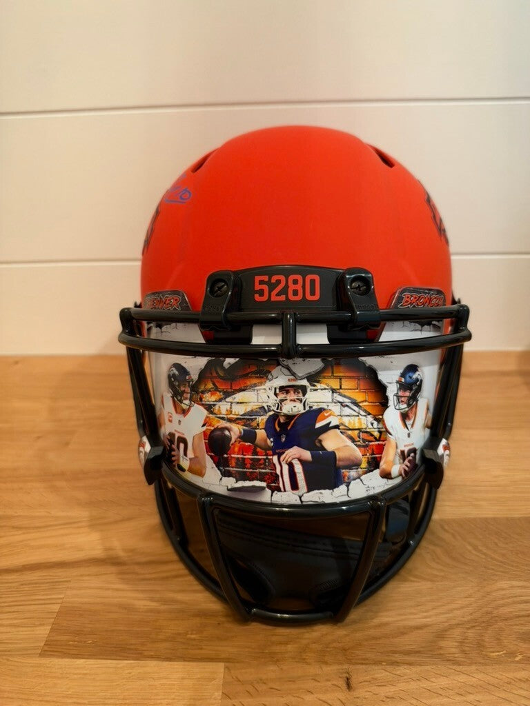 Bo Nix Signed Broncos 5280 Authentic Speed Full Size Helmet Beckett Visor
