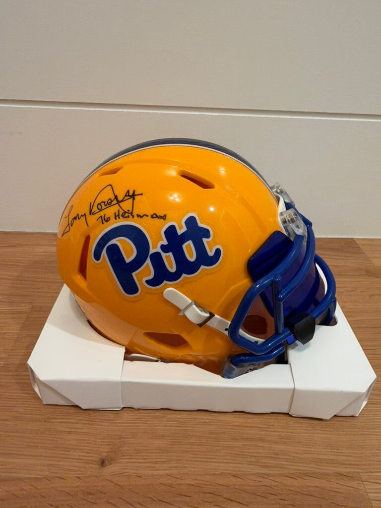 Tony Dorsett Signed Pitt Mini Helmet 76 Heisman Blue Visor Beckett