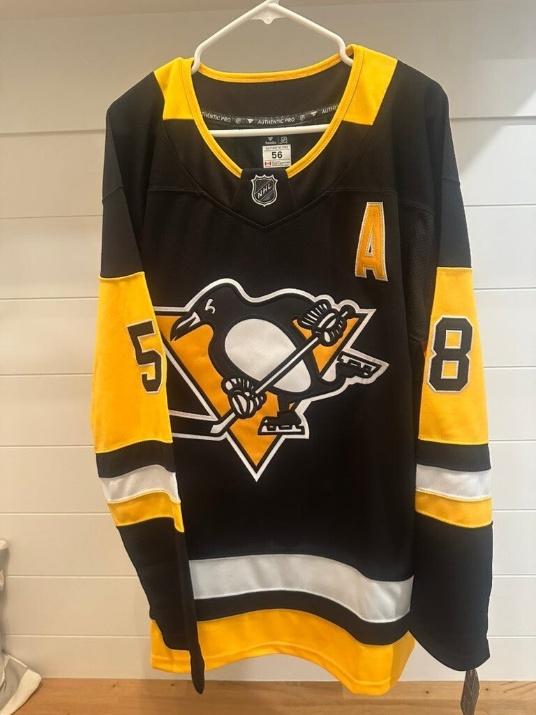 Kris Letang #58 Pittsburgh Penguins Fanatics Authentic Pro Jersey Size 56 NWT
