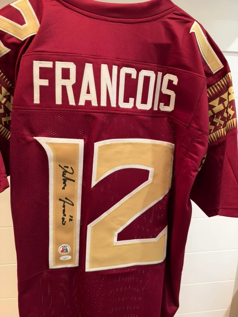 Deondre Francois Signed FSU Florida State #12 Garnet Custom Jersey JSA COA