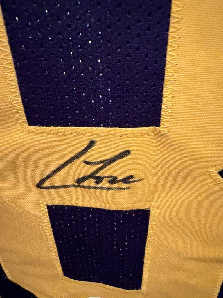 Colston Loveland Signed Michigan #18 Navy Custom Jersey JSA Witnessed Autograph