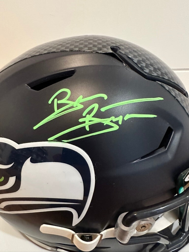 Brian Bosworth Signed Seahawks SpeedFlex MIDI Helmet Beckett Teal Visor